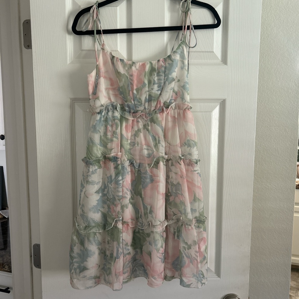 Floral Mini Dress - Pink and Green